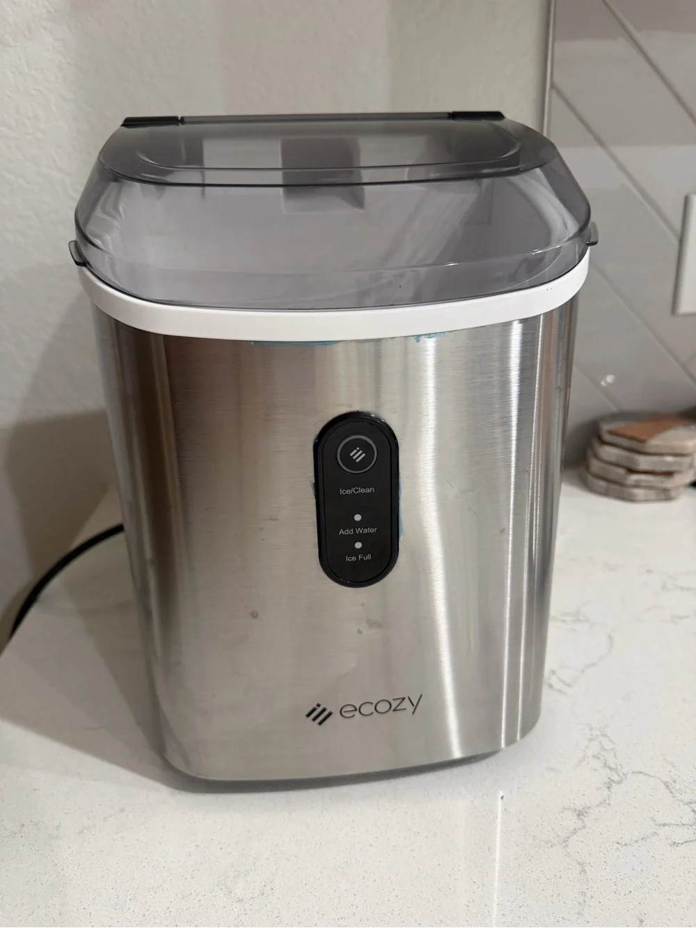 Ecozy Nugget Ice Maker Countertop Pebble Ice Machine Stainless Steel IM-NS280C